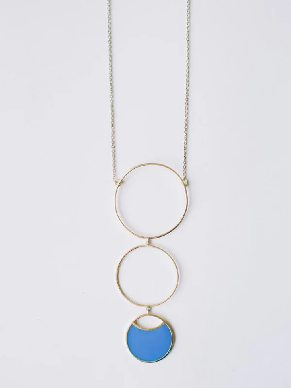 Boho Necklace for Summer-Circle Drop Necklace - Blue