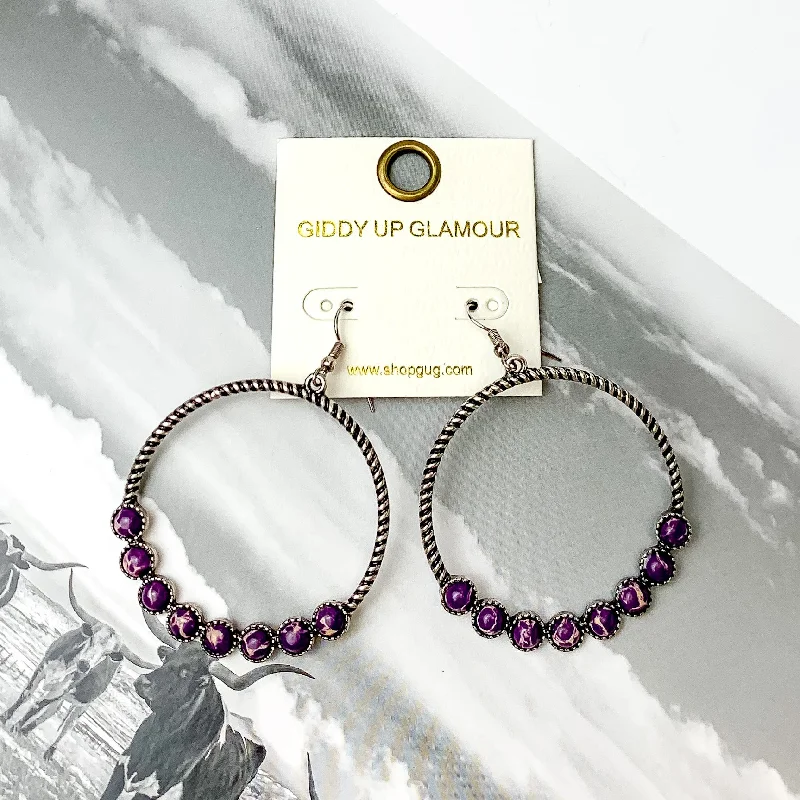 High-Quality Diamond Earrings-Forever Twisted Hoop Earrings with Stones in Purple