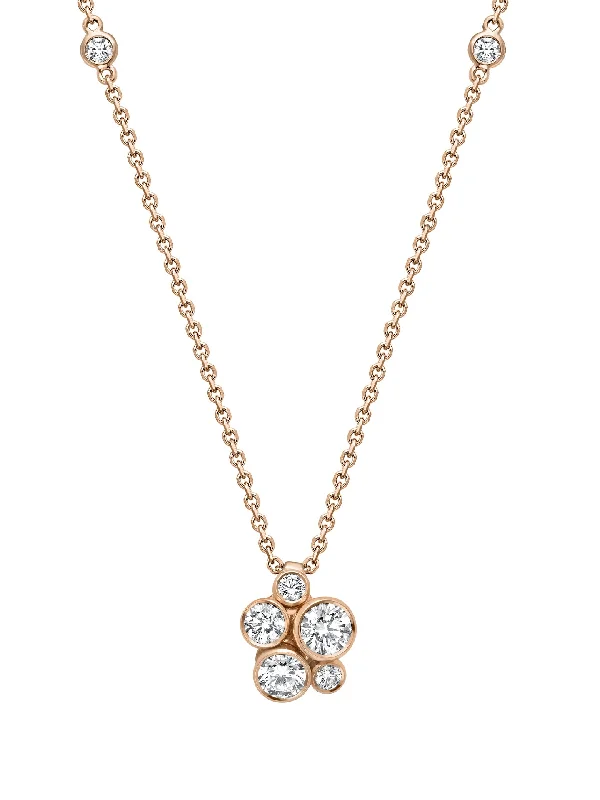 Elegant Crystal Necklace-Raindance Rose Gold Cluster Pendant