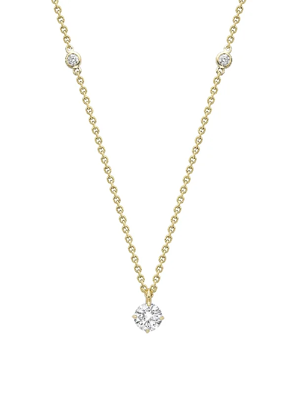 Colorful Crystal Necklace-Classic Yellow Gold Diamond Pendant