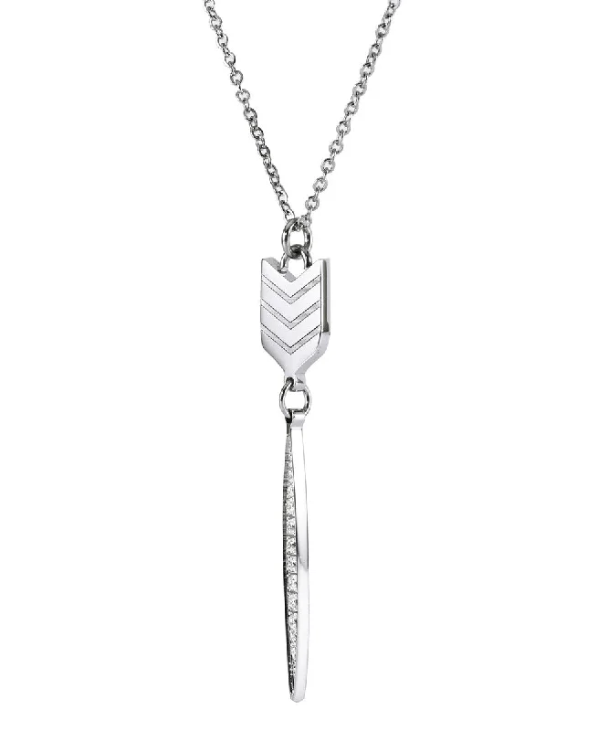 Customizable Crystal Necklace-Addison 18k White Gold Plated Arrow Drop Necklace with Simulated Diamond Crystals