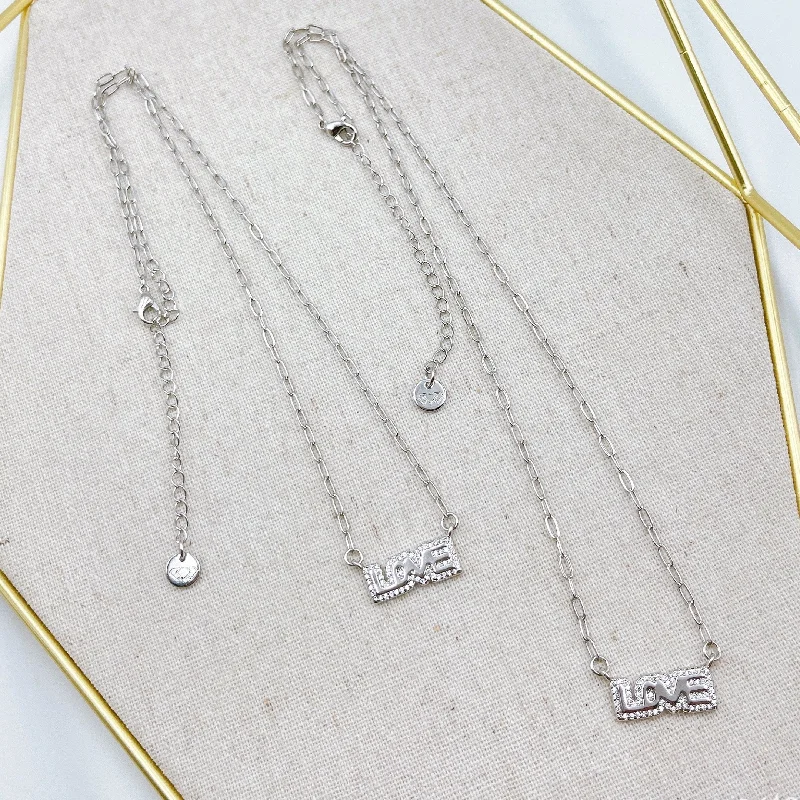 Dazzling Silver Necklace-Love  Necklace Silver J1