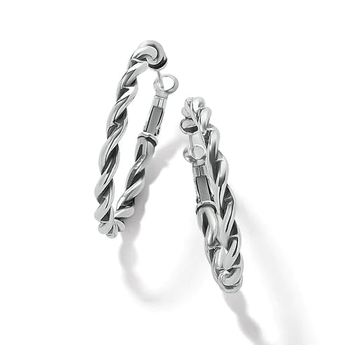 Moon Shaped Earrings-Brighton | Interlok Twist Oval Leverback Hoop Earring in Silver Tone