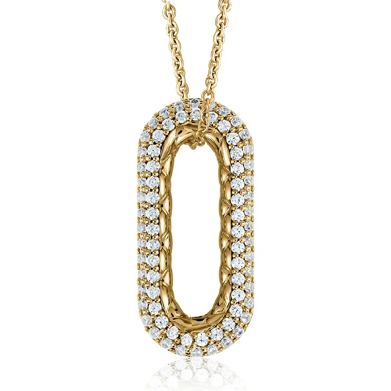 Luxury Gemstone Necklace-A. Jaffe 14K Yellow Gold 0.37cttw. Diamond Quilted Pendant Necklace