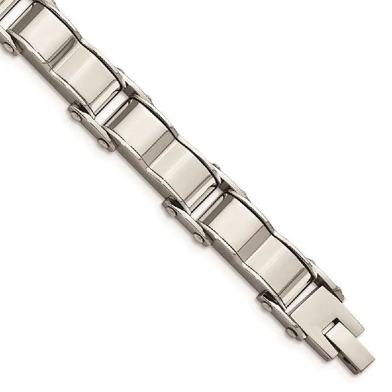 Men’s Adjustable Bracelet-Stainless Steel Polished and Brushed Back Bracelet