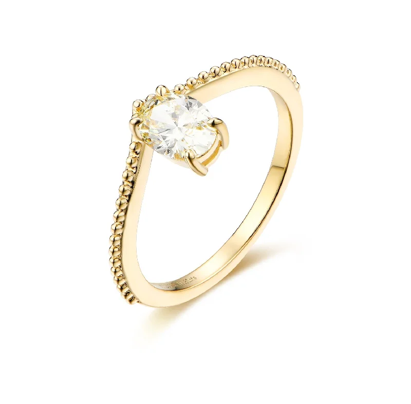 Custom Gold Ring-Oval Designer Light Yellow Diamond Ring