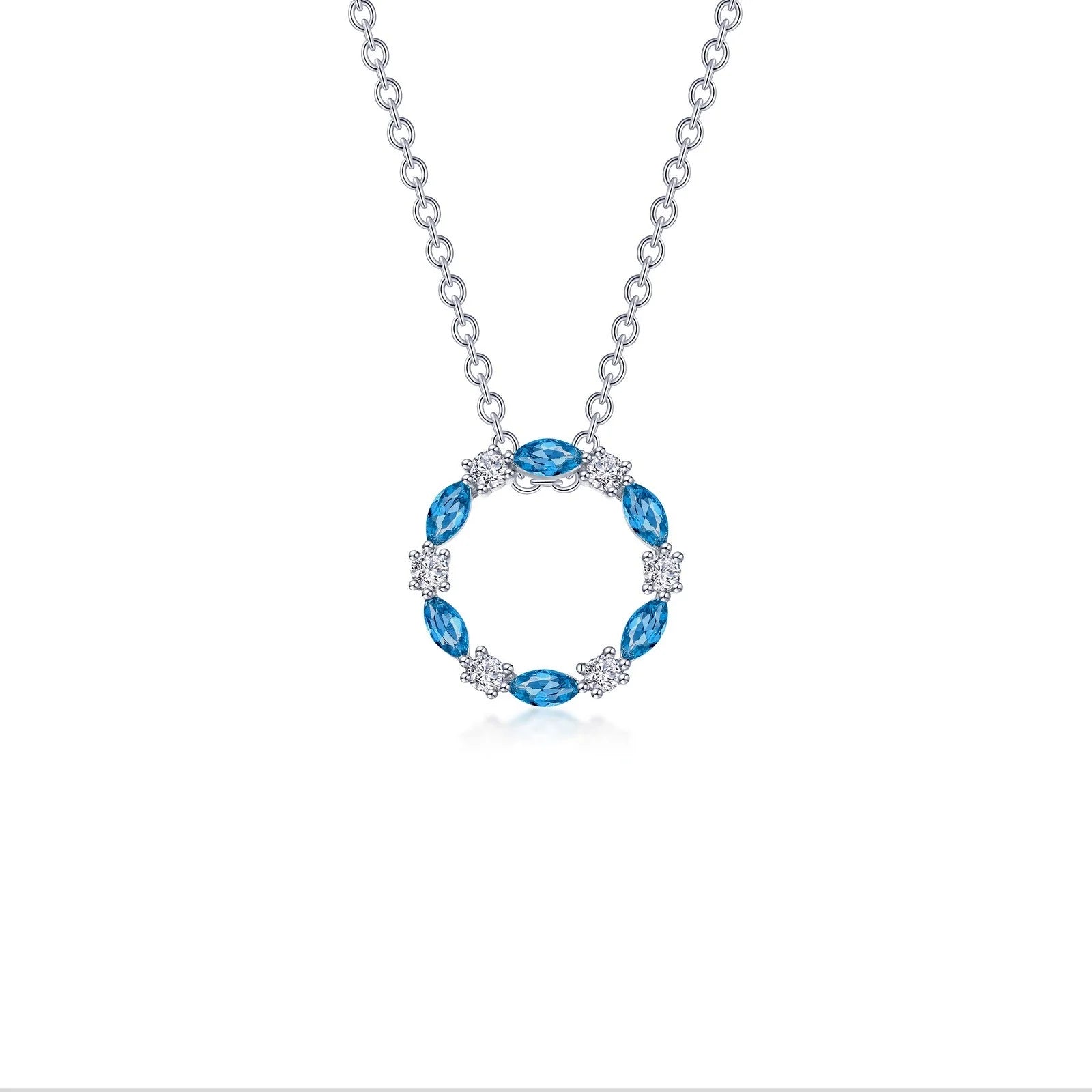 Gold Chain Necklace for Women-Lafonn Simulated Diamond & Blue Topaz Open Circle Necklace N0328BTP20