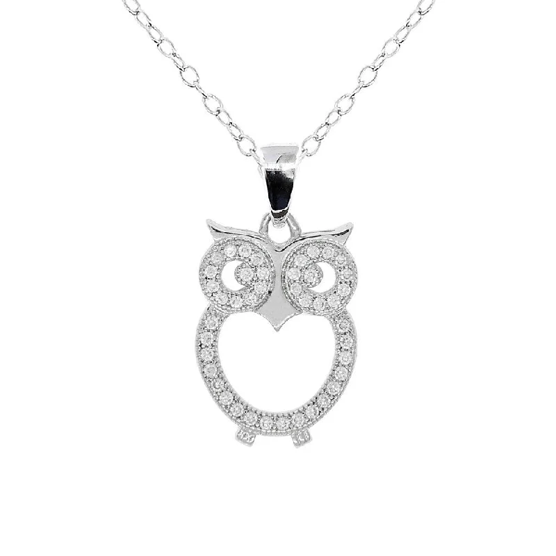 Bridal Necklace with Rubies-Ari 18k White Gold Plated Owl Pendant Necklace with Simulated Diamond Crystals