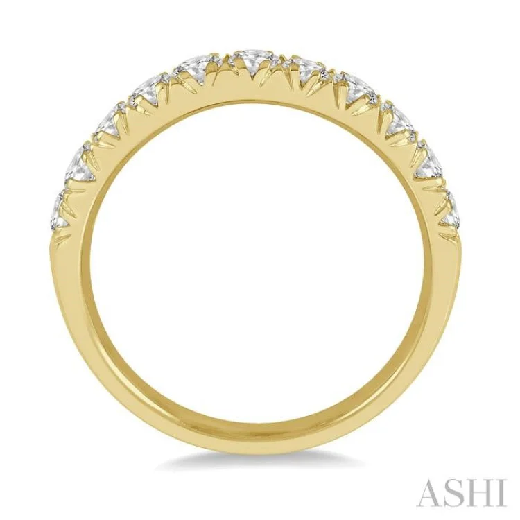 Birthstone Ring for Women-1/2 ctw 11 Stone Round Cut Diamond Wedding Band in 14K Yellow Gold