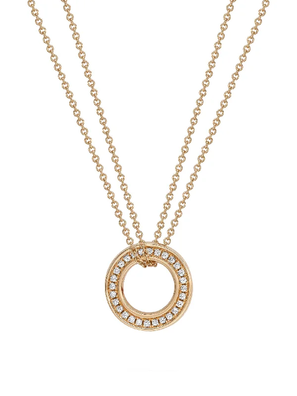 Elegant Necklace with Rubies-Roulette Small Rose Gold Diamond Pendant