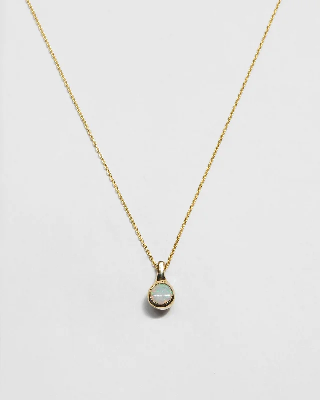 Elegant Birthstone Necklace-Opal Dot Necklace in Gold