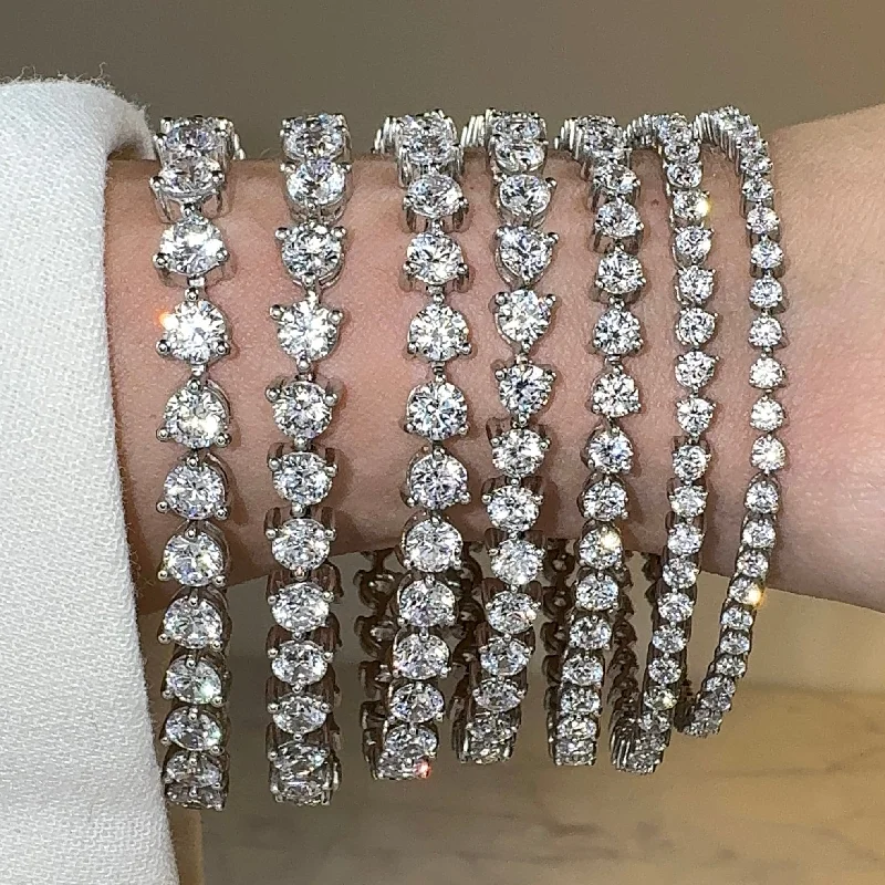 Elegant Diamond Bracelet for Weddings-Round Brilliant Diamond 3 Prong Bracelet BR45512