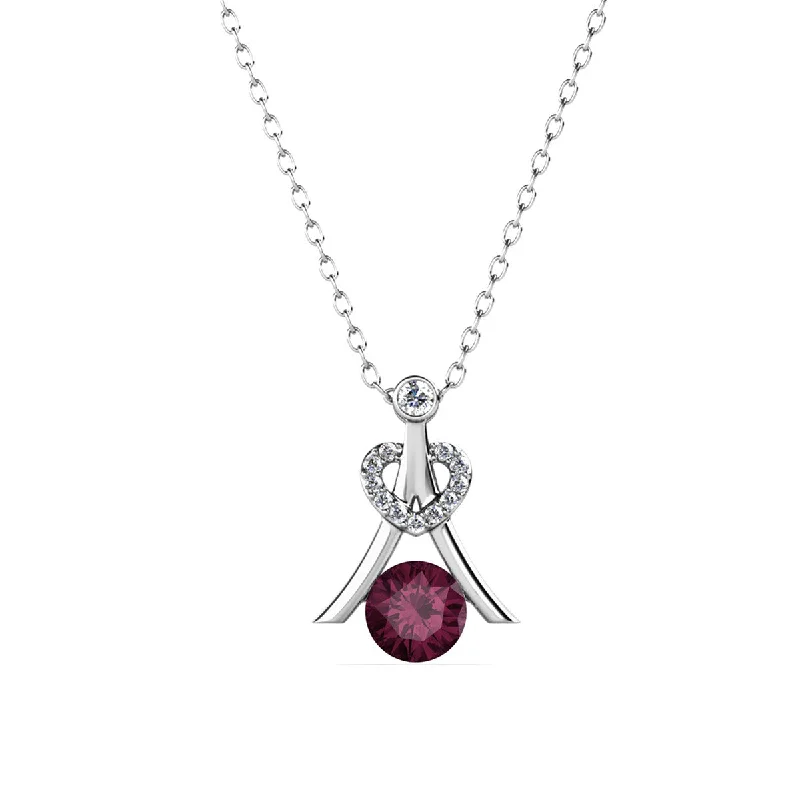 Luxury Necklace with Diamonds-Serenity February Birthstone Amethyst Necklace 18k White Gold Plated Silver Necklace with Round Cut Swarovski Crystals