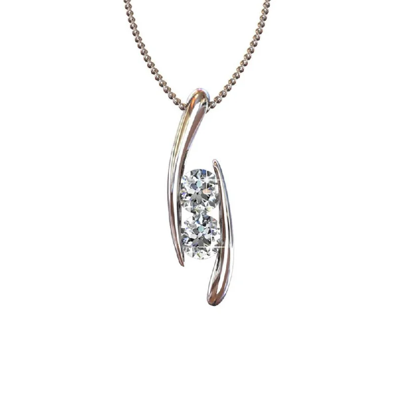 Gold Necklace with Gemstones-McKenna 18k White Gold Plated Pendant Necklace with Swarovski Crystals