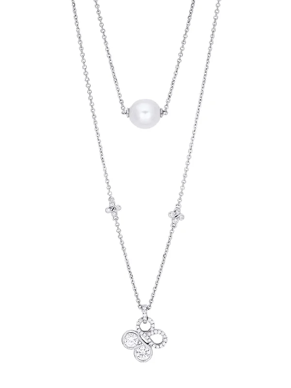 Classic Pearl Necklace-Be Boodles Double Layer White Gold Pearl Necklace