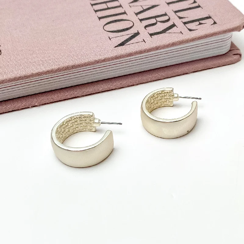 Charming Earrings for Women-Silver Tone Small Hoop Earrings With a Textured Inside