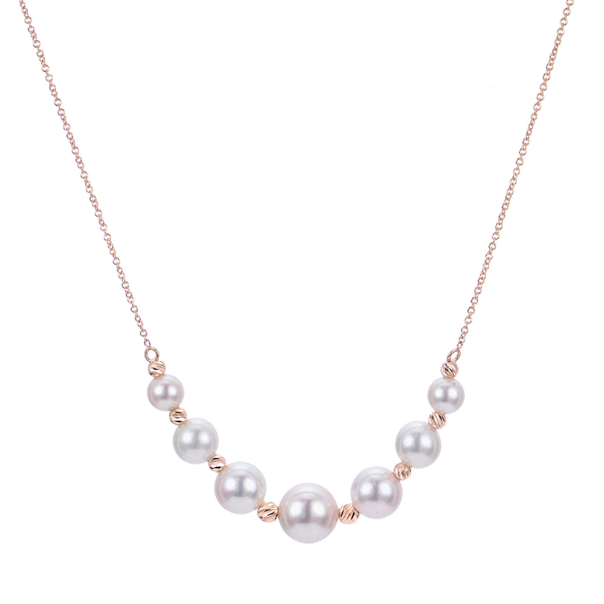 Customizable Heart Necklace-14K Yellow Gold Akoya Pearl & Brilliance Bead Necklace