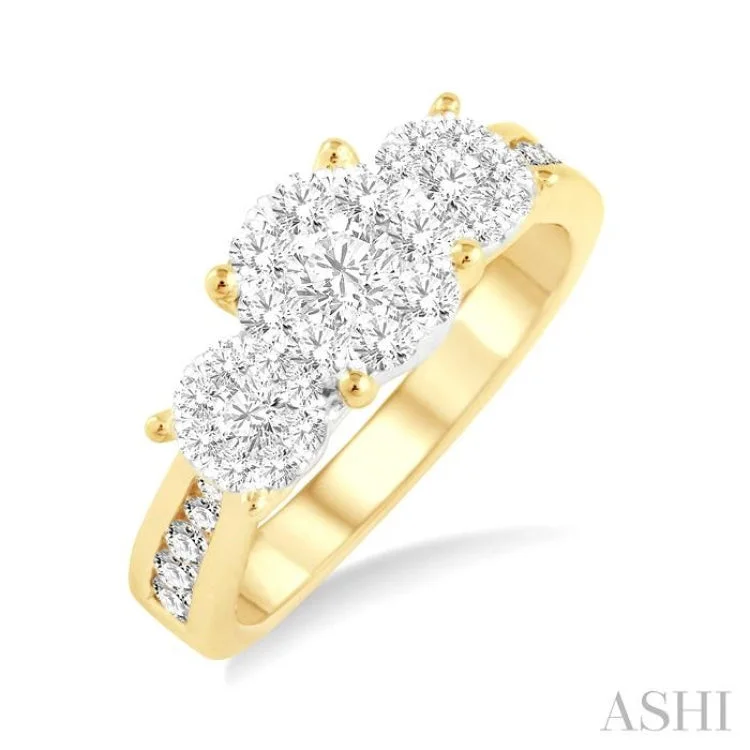 Elegant Diamond Ring-3/4 Ctw Lovebright Round Cut Diamond Ring in 14K Yellow and White Gold