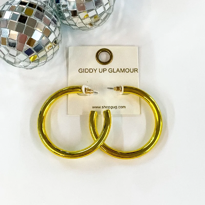 Party Earrings for Women-Light Up Large Neon Hoop Earrings In Yellow