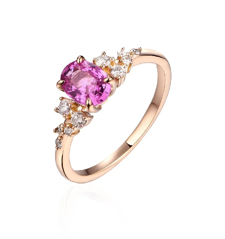 Custom Ring with Sapphires-Pink Sapphire Diamond Ring