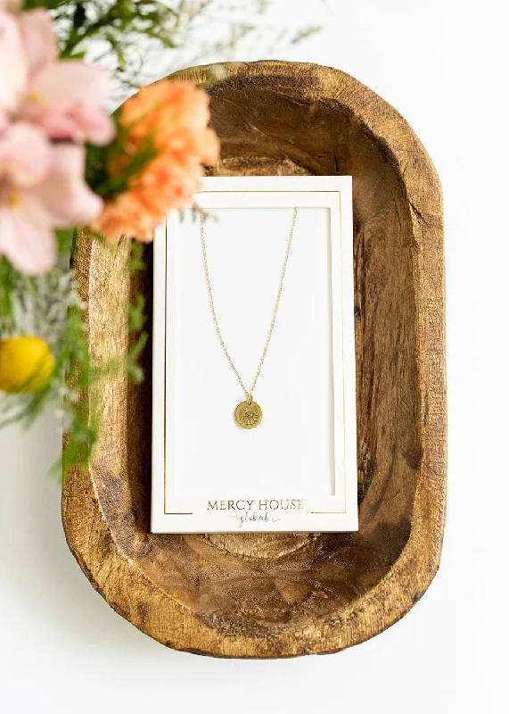 Heart Shaped Pendant Necklace-Birth Flower Necklace | Gold