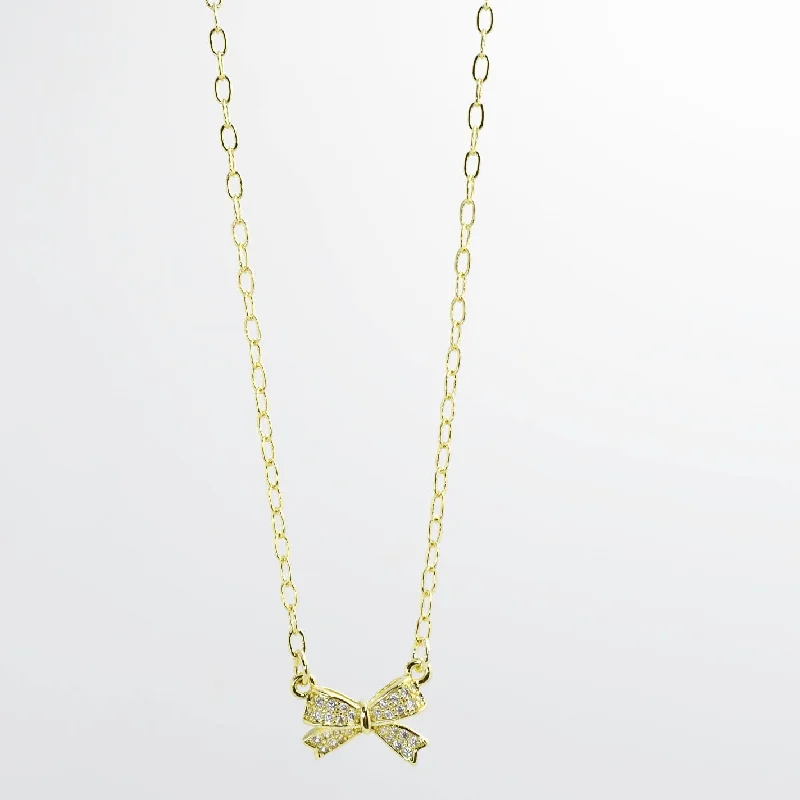 Simple Silver Necklace-Sweet Bow Gold Necklace I-60