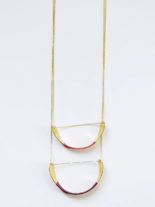 Handcrafted Pendant Necklace-Threaded Helix Necklace - Red