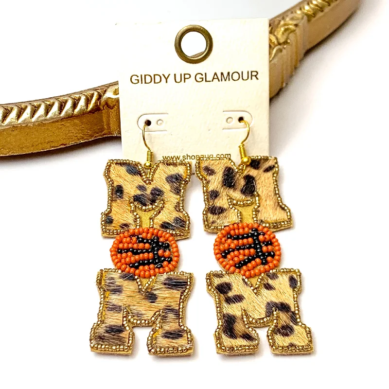 Fashionable Drop Earrings-Leopard Print Basketball Mom Earrings