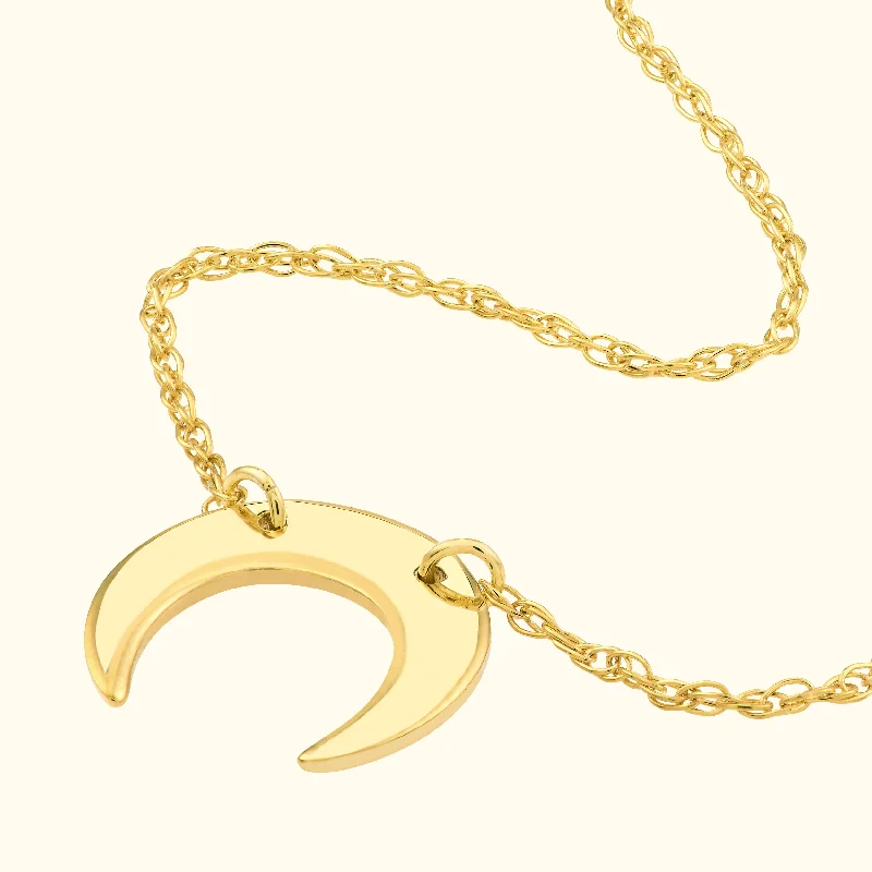 Luxury Custom Necklace-Mini Crescent Moon Necklace