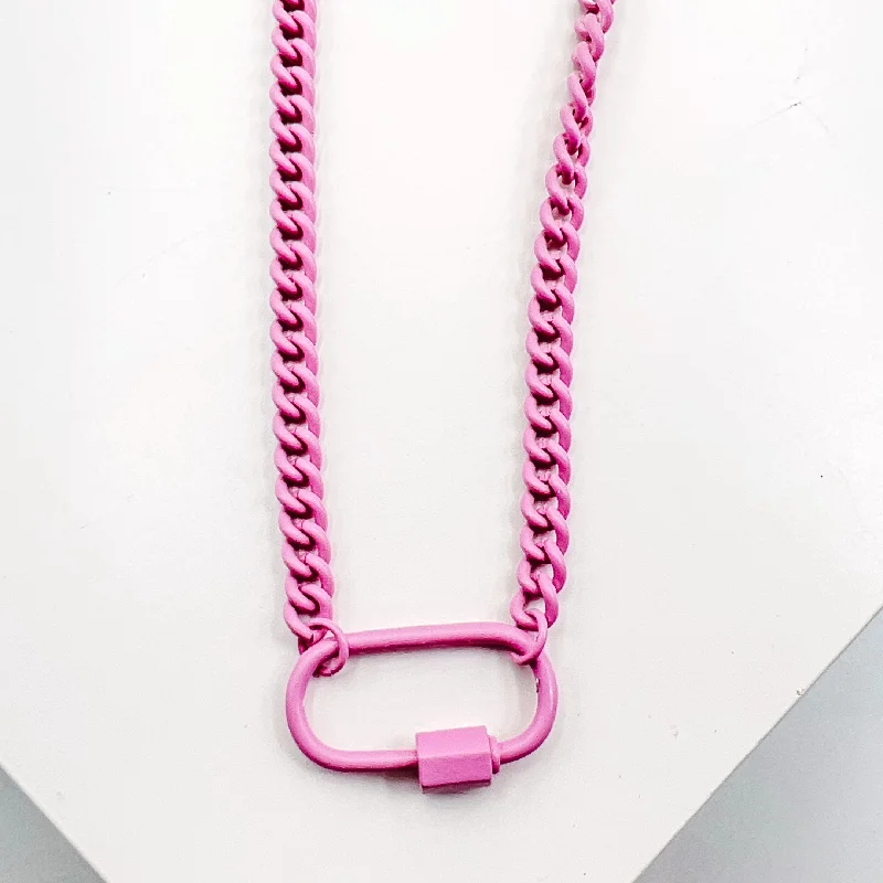 Customizable Wedding Necklace-Light Pink Enamel Clip Necklace L4