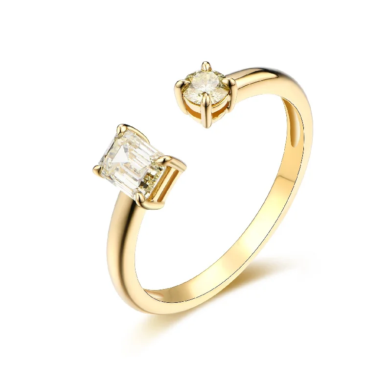 Modern Engagement Ring-Multi Shape Light Yellow Open Diamond Ring