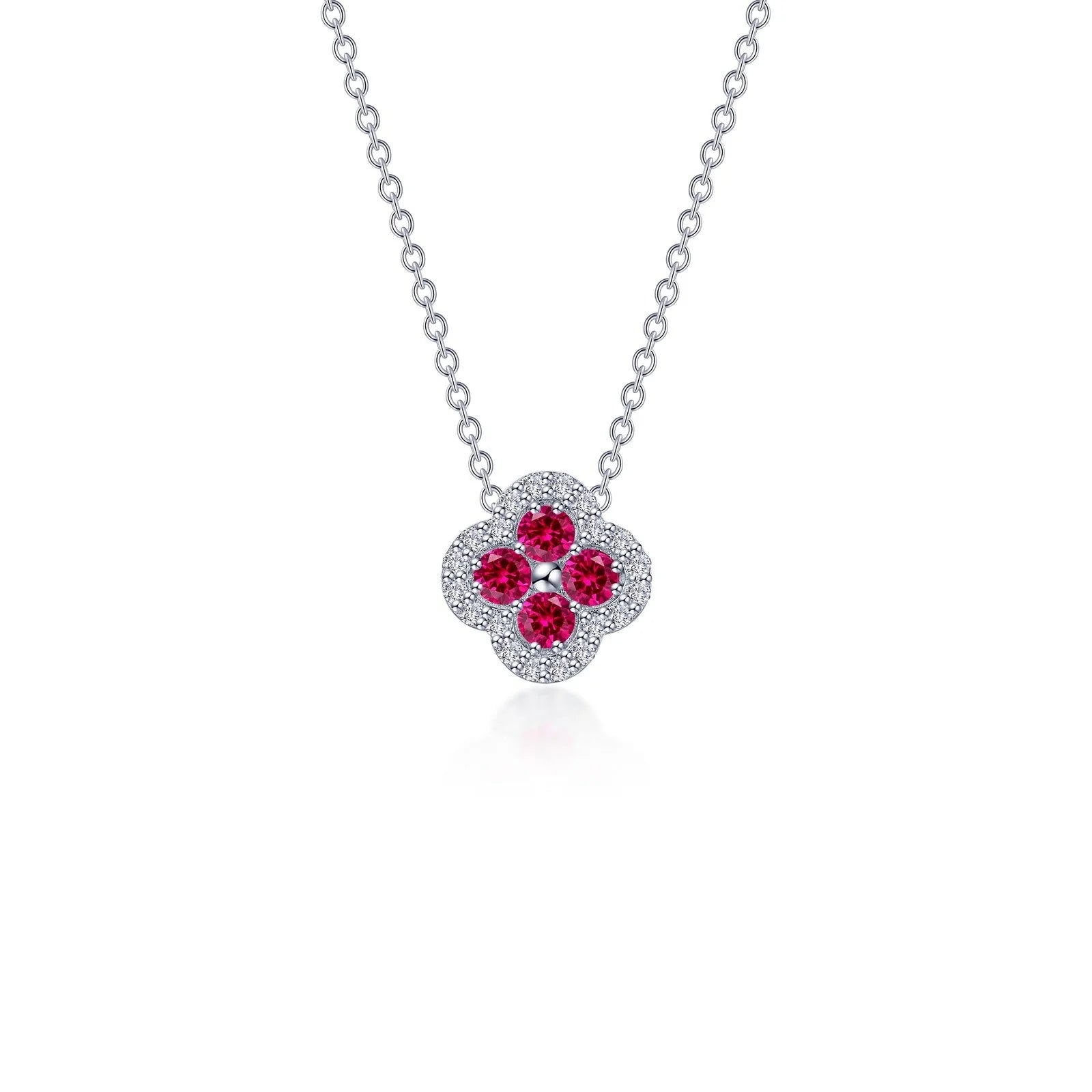 Long Silver Necklace-Lafonn Simulated Diamond & Ruby Necklace N0335CRP20