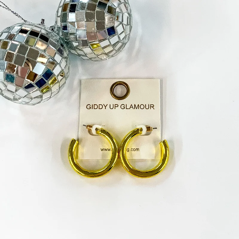 Artistic Dangle Earrings-Light Up Small Neon Hoop Earrings In Yellow