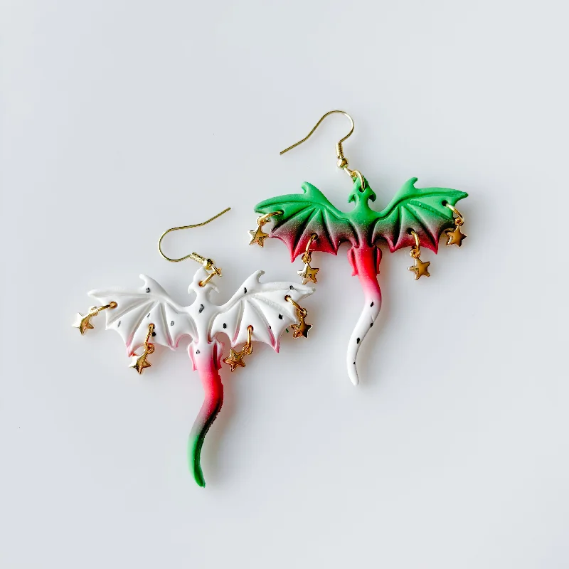 Swarovski Crystal Earrings-DRAGONFRUIT DRAGON EARRINGS