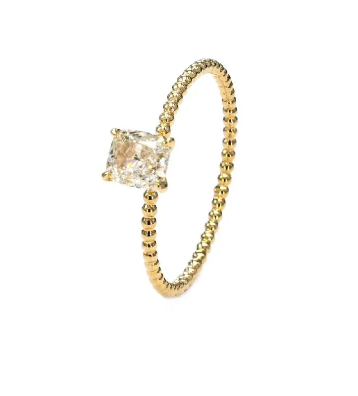 Classic Wedding Band Set-Light Yellow Cushion Diamond Ring