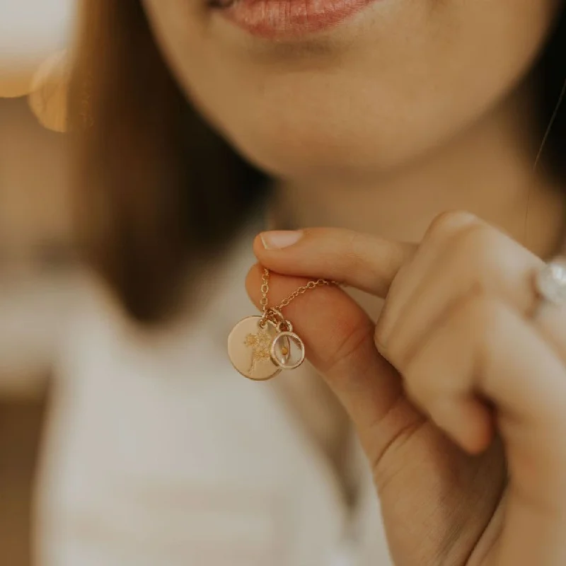 Dainty Pendant Necklace-Daisy Necklace with Mustard Seed