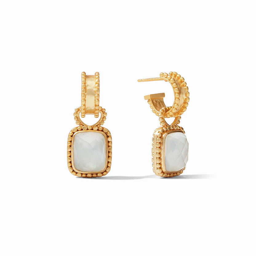 Gold Hoop Earrings-Julie Vos | Marbella Gold Hoop Earrings & Charm in Iridescent Clear