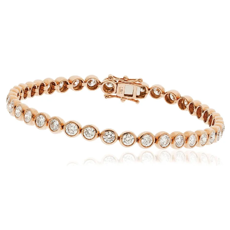 Stackable Gemstone Bracelets for Women-Round Cut Diamond Line Tennis Bracelet in Rub Over Setting