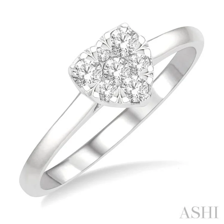 Designer Wedding Ring Set-1/4 Ctw Round Cut Diamond Heart Shape Lovebright Ring in 14K White Gold