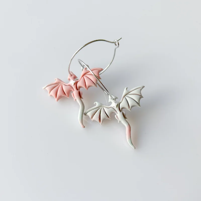 Statement Earrings for Weddings-COTTON CANDY DRAGON MINI HOOP EARRINGS (SWIRL)