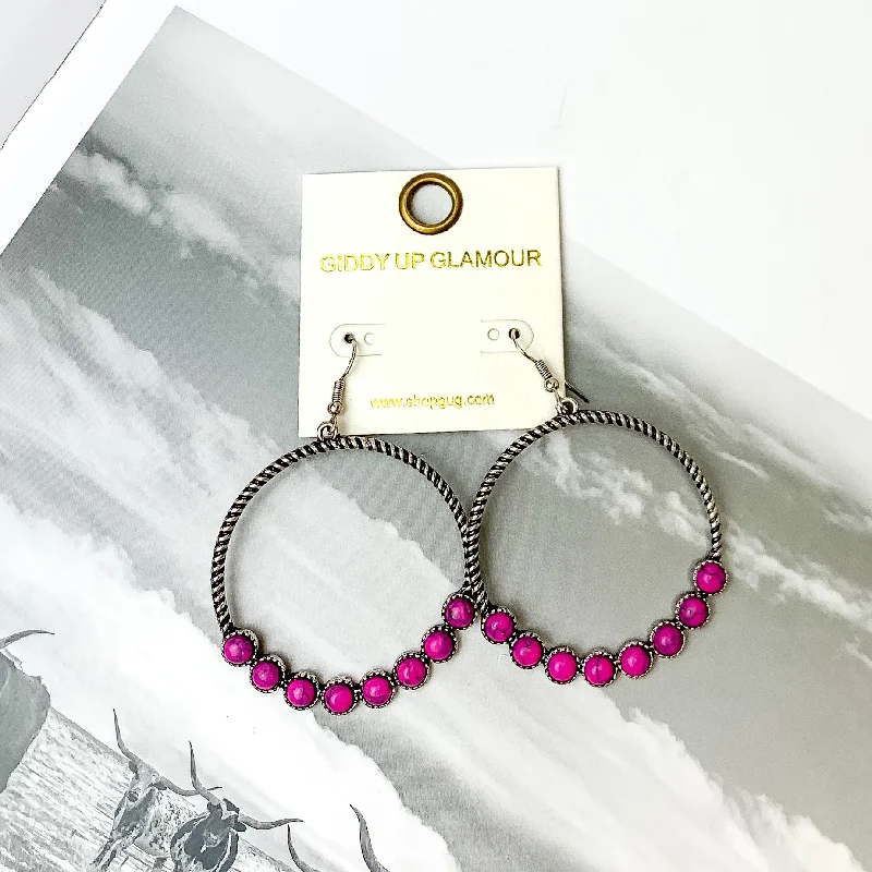 Unique Diamond Earrings-Forever Twisted Hoop Earrings with Stones in Pink