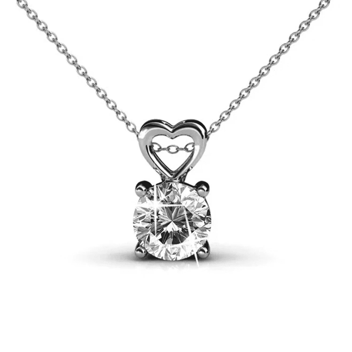 Classic Wedding Necklace-Marian 18k White Gold Plated Pendant Necklace with Swarovski Crystals