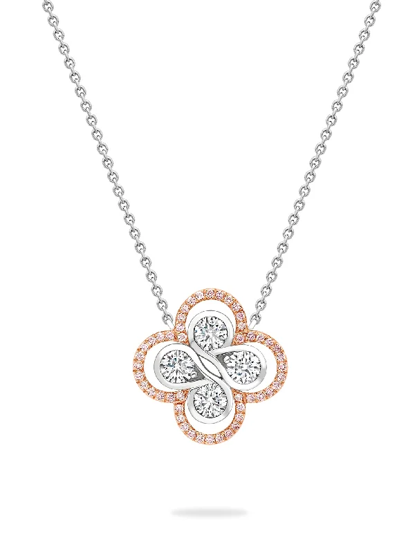 Sterling Silver Necklace for Women-Be Boodles Pink Diamond Pendant