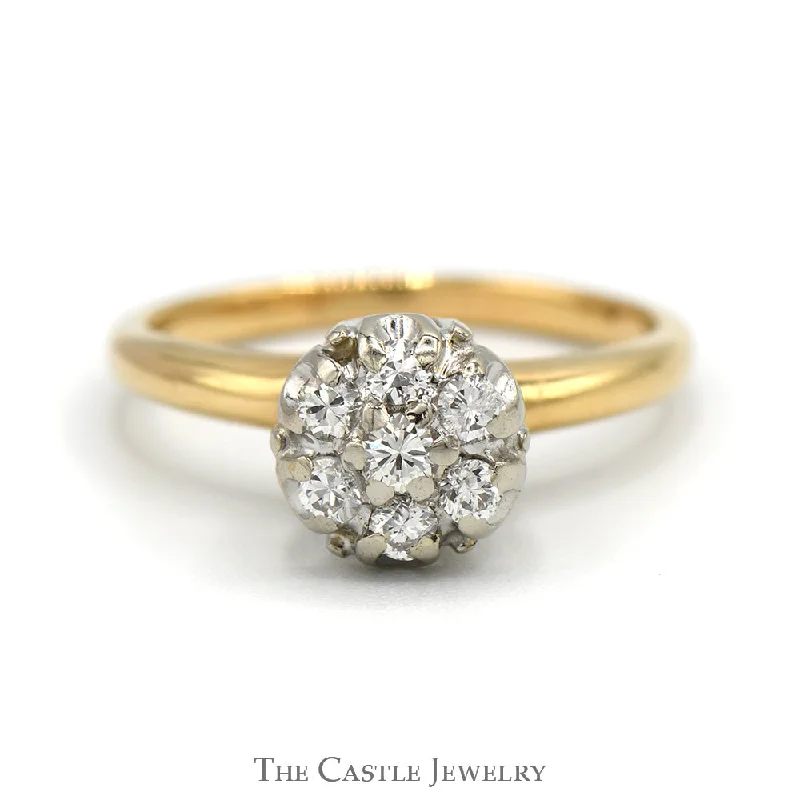 Custom Rose Gold Ring-7 Round Diamond Cluster Ring in 14k Yellow Gold