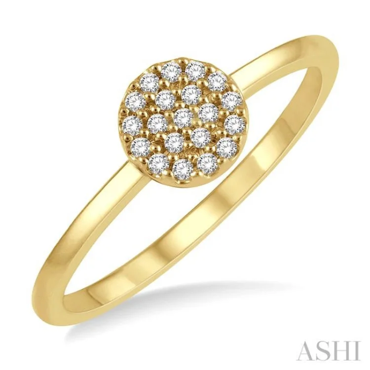 Heart Shaped Engagement Ring-1/10 Ctw Disc Shape Center Round Cut Diamond Petite Fashion Ring in 14K Yellow Gold