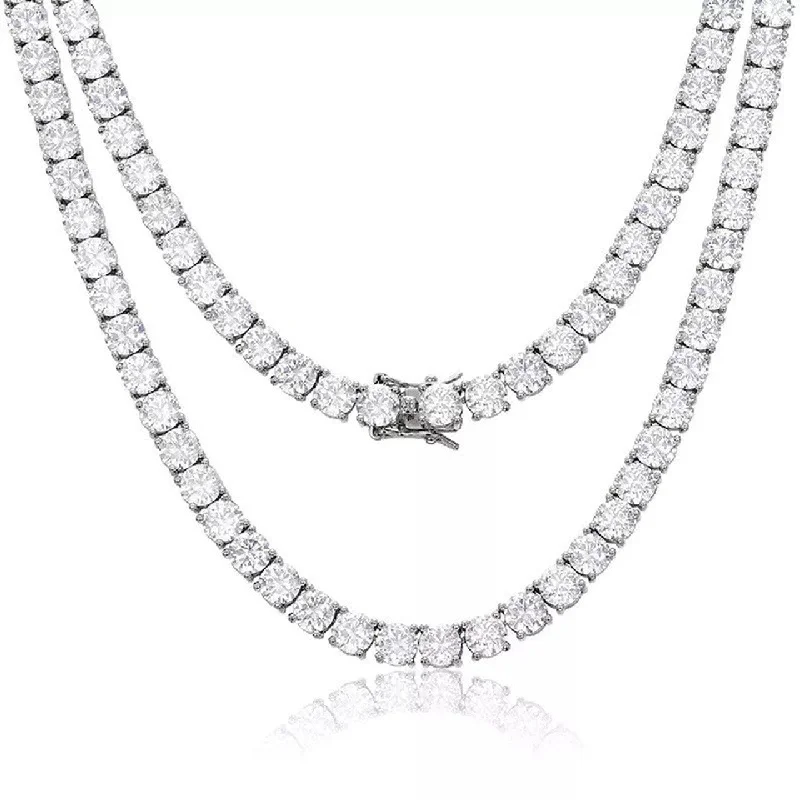 Simple Pendant Necklace-Priscilla 18k White Gold Plated Silver Necklace with Simulated Diamond Crystals