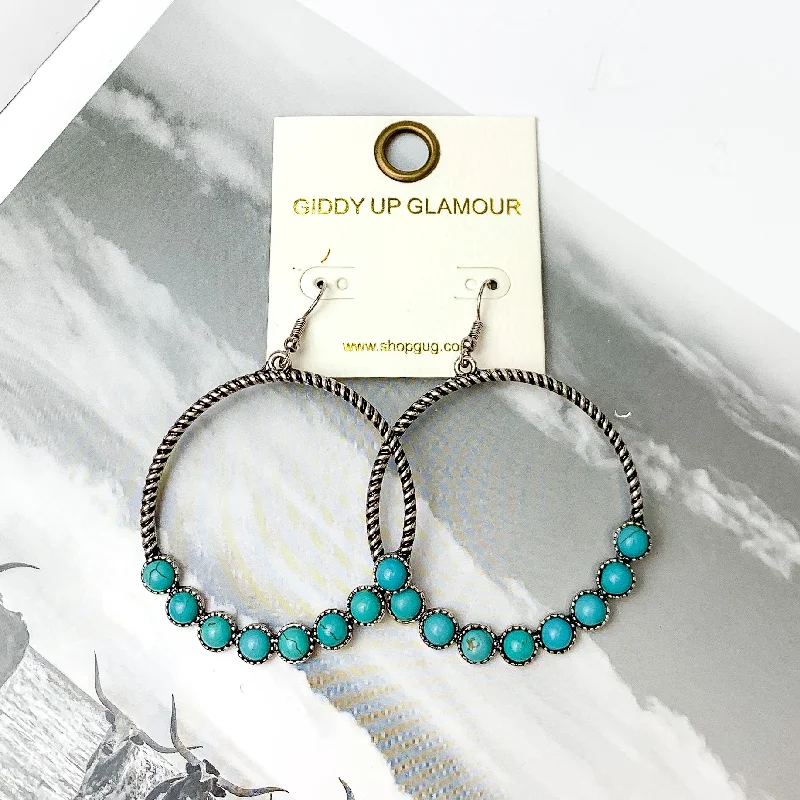 Classic Gold Stud Earrings-Forever Twisted Hoop Earrings with Stones in Turquoise Blue