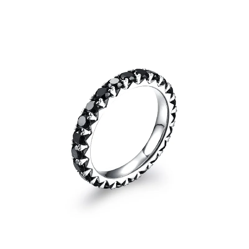 Unique Men's Wedding Ring-Classic Black Diamond Eternity Ring