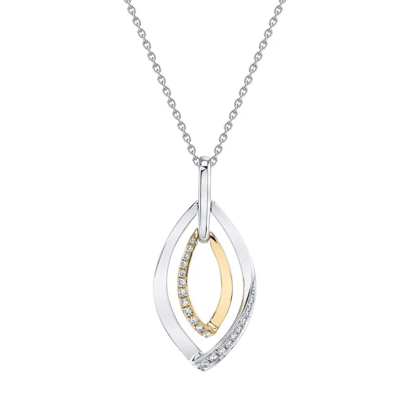 Delicate Chain Necklace-14K Two-Tone Gold 0.15ct. Swirling Diamond Fashion Necklace