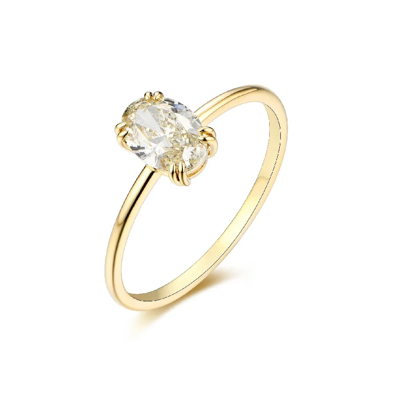 Elegant Gold Wedding Band-Light Yellow Simple Diamond Ring